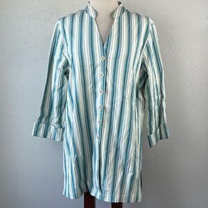 EUC Vintage Norm Thompson Womens Stripped Button Down Top Size XL
